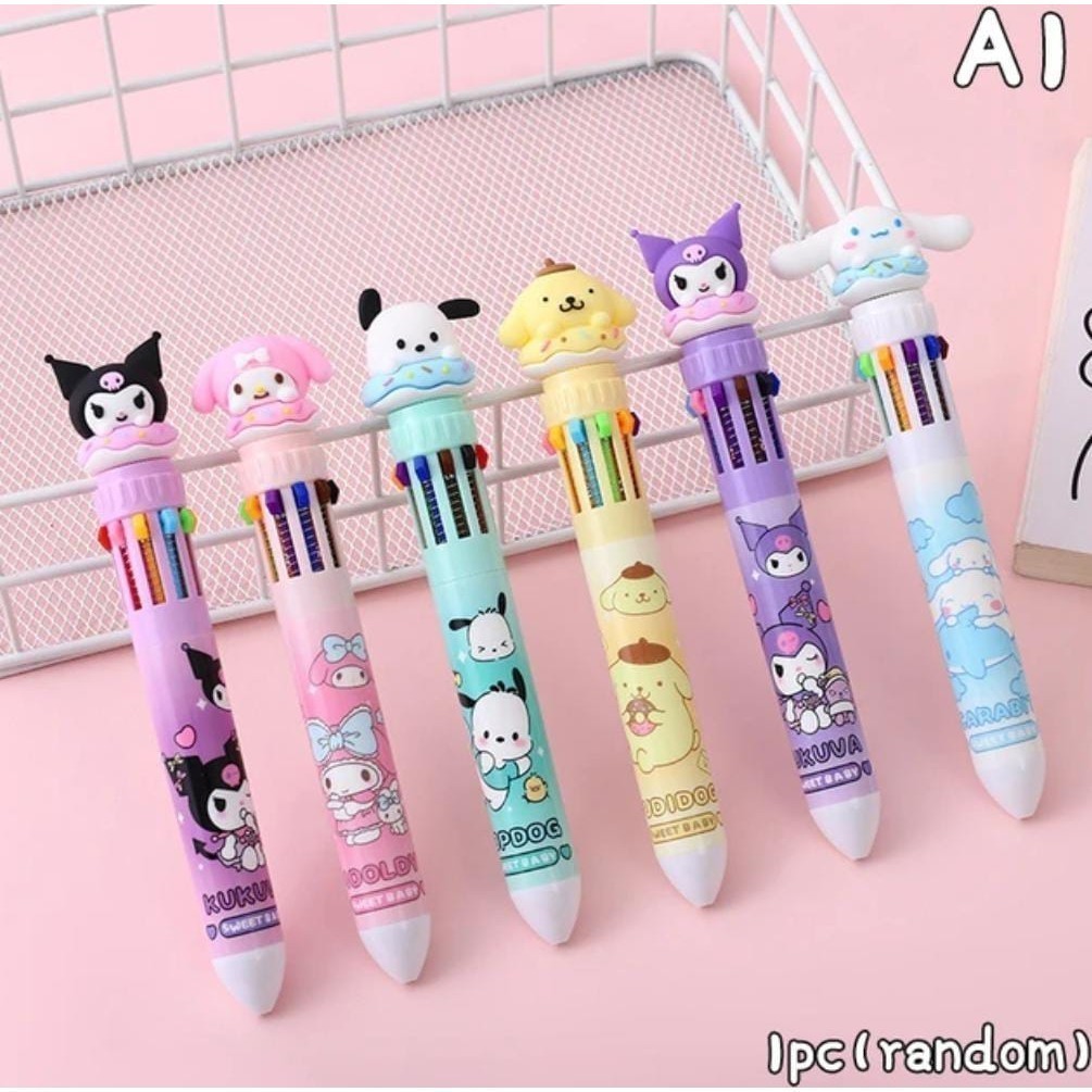 

pulpen 10 warna sanrio bolpoin sekolah warna warni pulpen warna sanrio