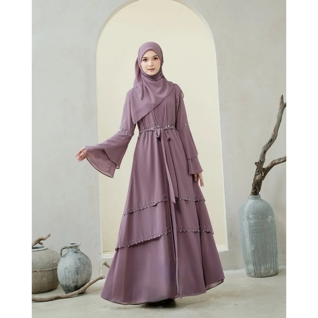 Moana Abaya [COD] -Abaya Remaja Aesthetic Terbaru 2025 / Bahan Ceruty Babydoll / Gamis Pesta Mewah E