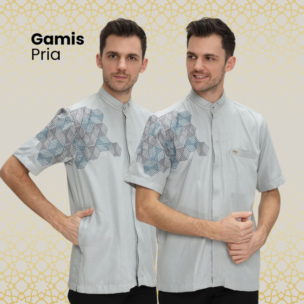 Baju Taqwa Lengan Pendek An Nahl Motif Bordir Busana Muslim Oblong President - Gamis Pria