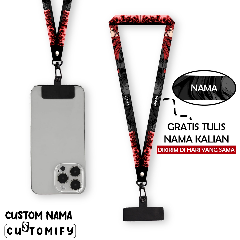 Lanyard Custom Nama Tali Gantungan Name Tag Bisa Tambah Nama 1,5 cm Printing 2 Sisi - Design 56