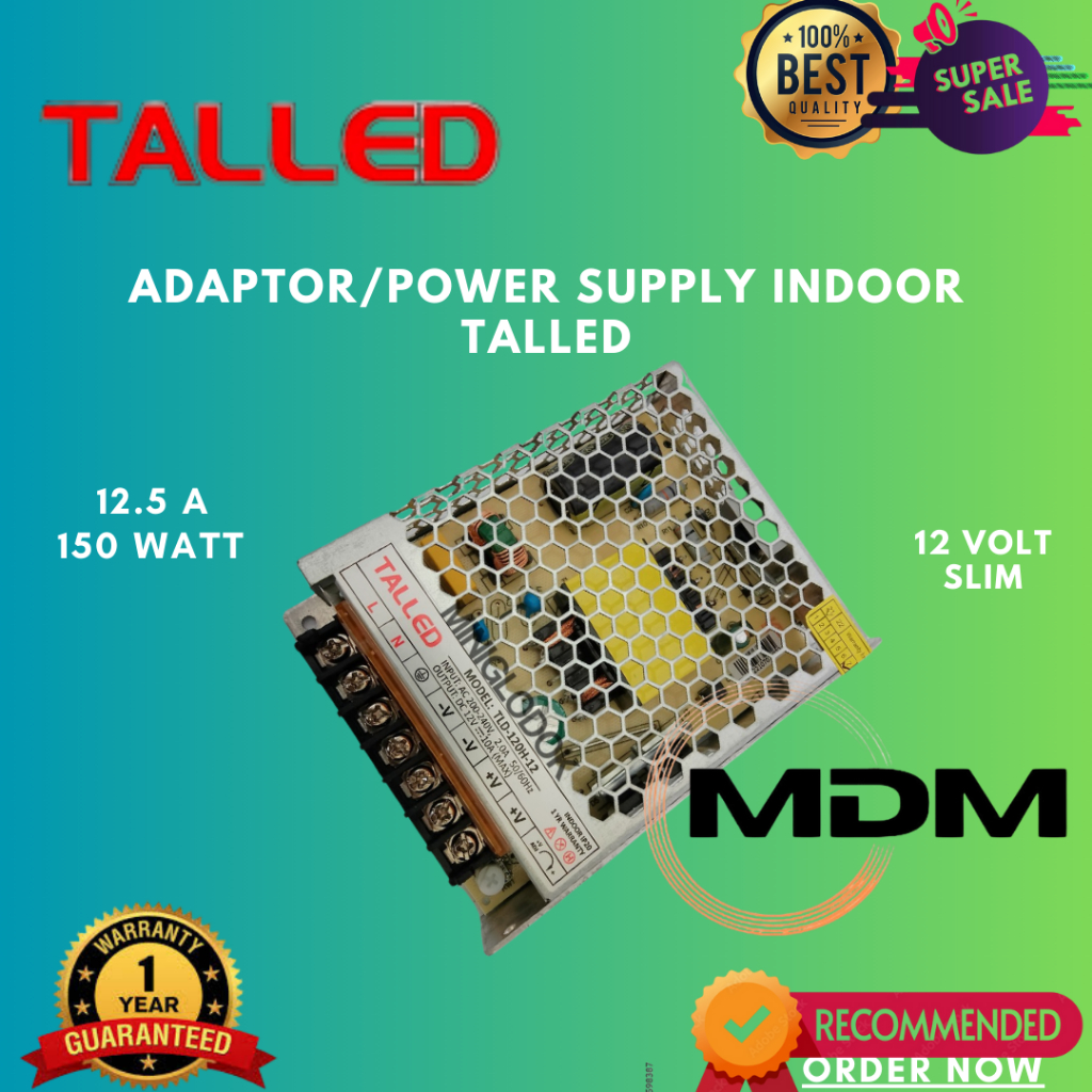 Power Supply Slim TALLED 12V - 12,5A/150watt (Indoor)