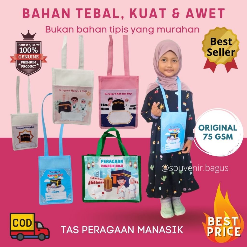 

Tas Manasik Haji Umroh Anak Kantong Souvenir Batu Kerikil Hajj TK RA SD