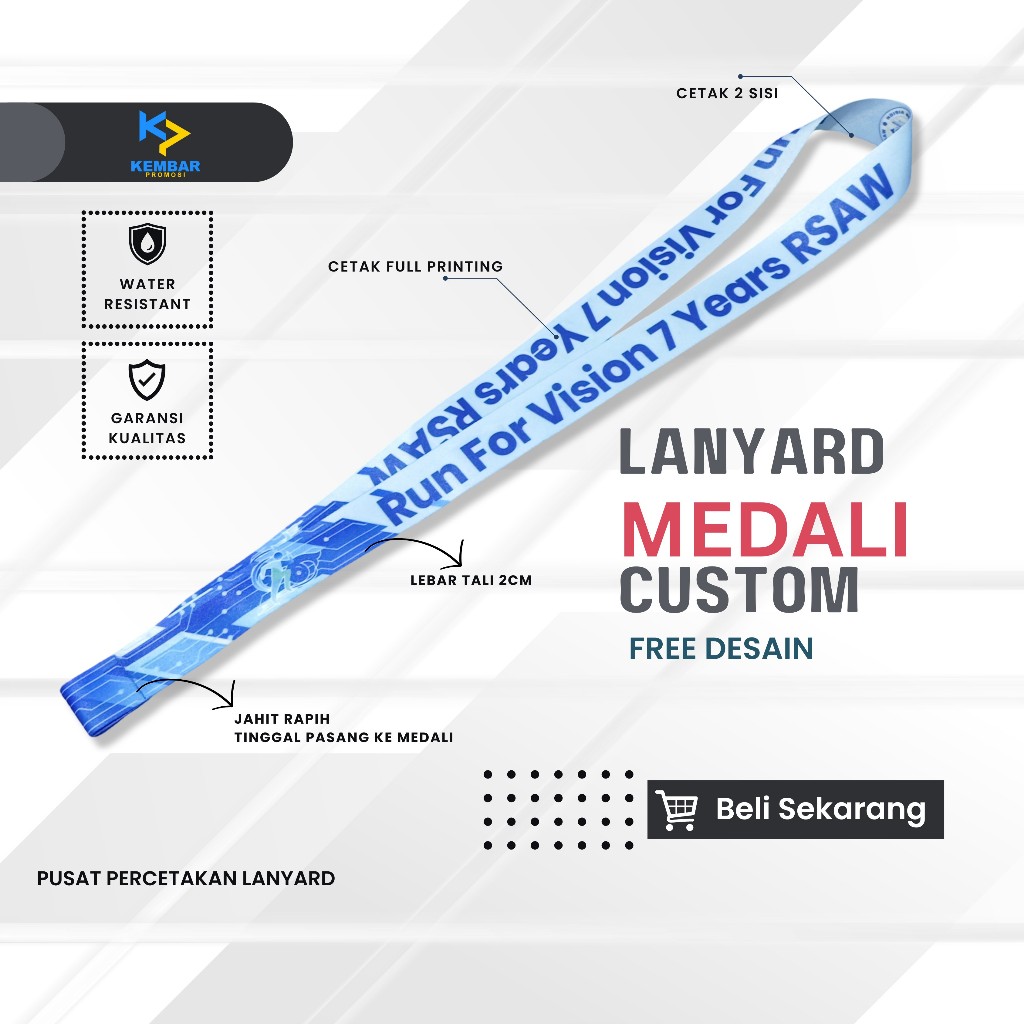 

Tali Medali Printing Custom Cetak 2 Sisi Tali Lebar 2cm