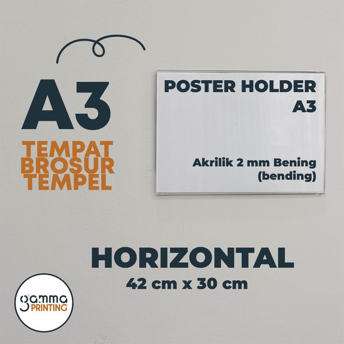 

Koota - Akrilik Tempat Poster A3 Horizontal Tempel Dinding / Brosur Holder Qris Menu Wall Acrylic A3