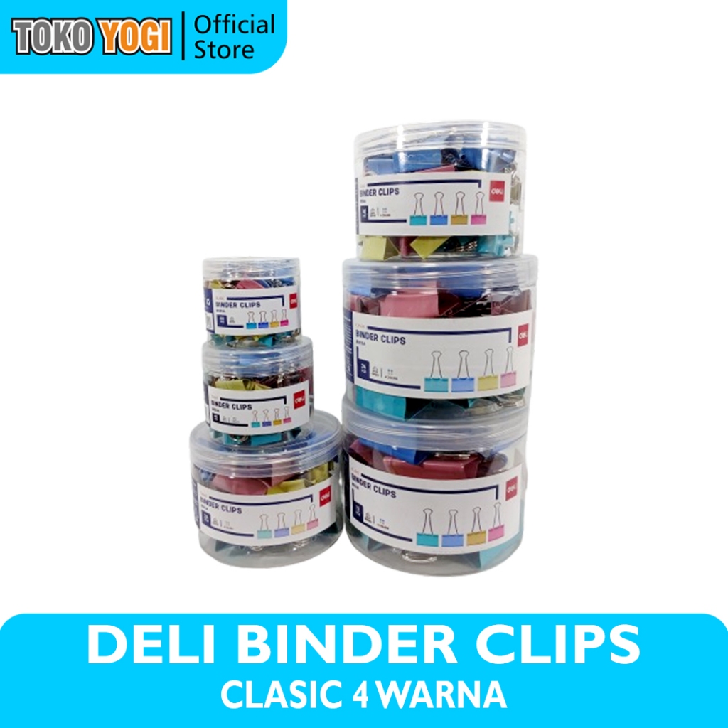 

DELI BINDER CLIPS 4 WARNA JAR || PENJEPIT KERTAS || VARIAN UKURAN