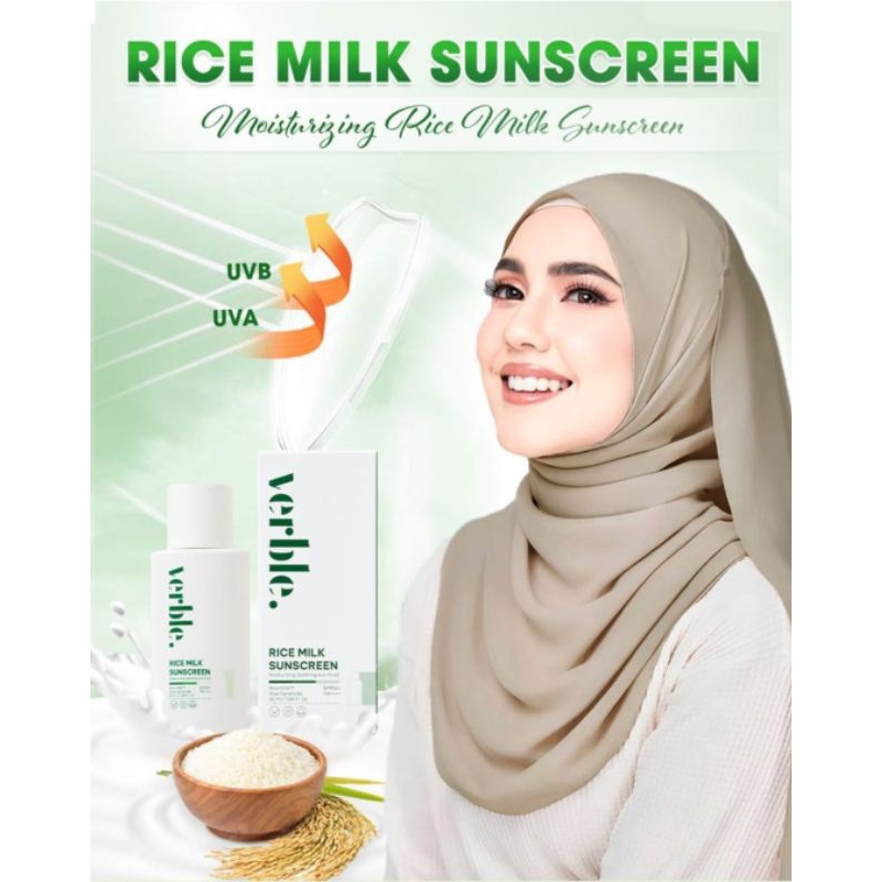 Verble Rice Milk Sunscreen Verble Eropa Ready Stok Siap Kirim