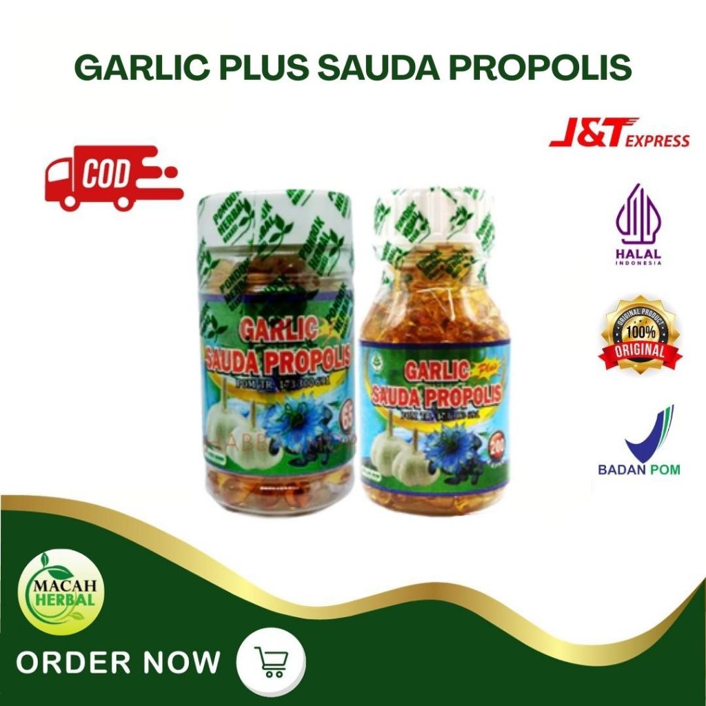 

MACAH HERBAL - GARLIC PLUS SAUDA PROPOLIS / EXSTRA BAWANG PUTIH PONDOK HERBAL 65 - 200 KAPSUL