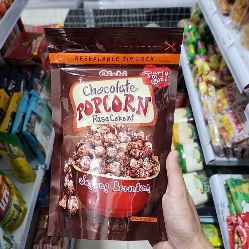 

Oishi Popcorn Party Size 100 gr Chocolate, Caramel, Mentega