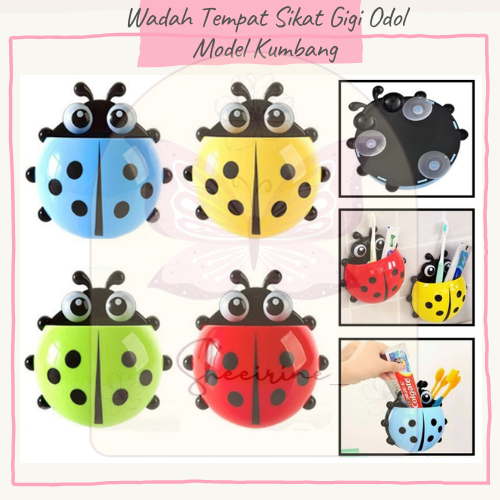 Tempat Sikat Gigi Odol Kumbang Toothbrush Holder Ladybug Tempel Kaca