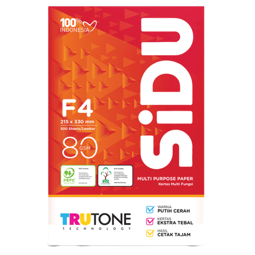 

Kertas HVS F4 80 GSM - Ukuran 215 x 330 mm - Isi 500 lembar/rim - Berat 2,838 gr