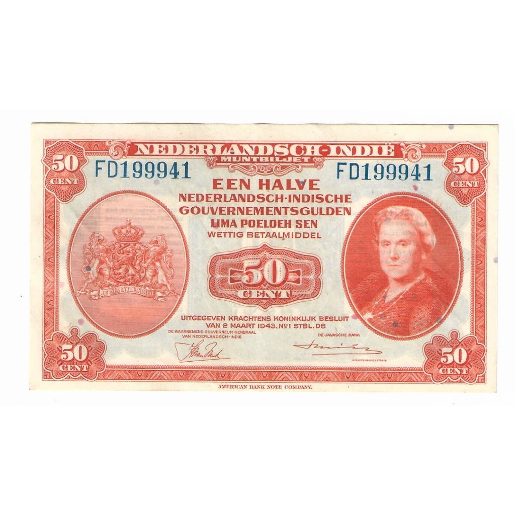 Uang Kuno 50 Cent Gulden NICA Wayang