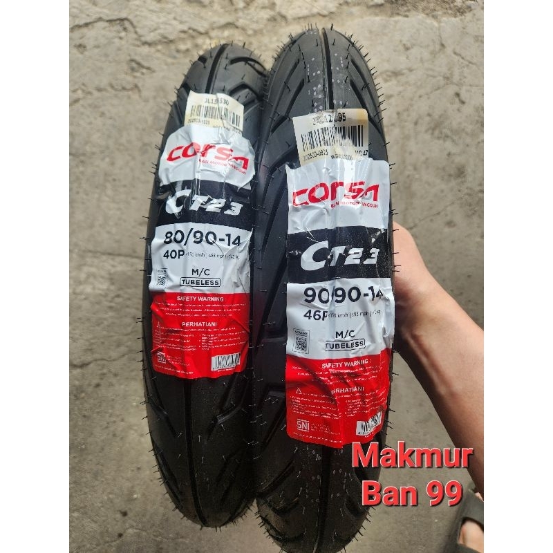 SEPASANG Ban Corsa 80/90-14 & 90/90-14 CT23 Tubeless