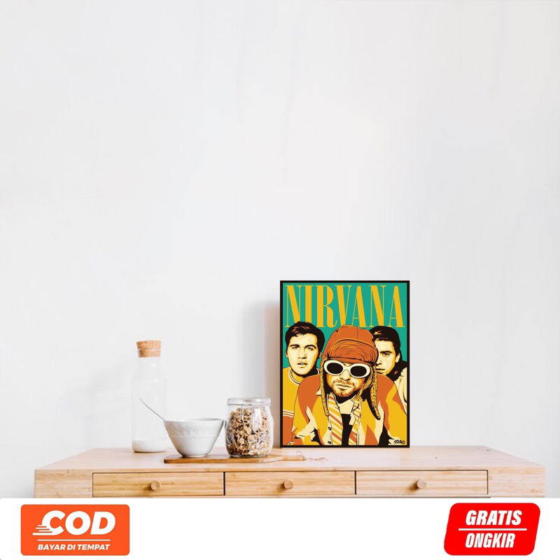 BINGKAI POSTER KAYU MDF. Uk 20x30 cm, Ketebalan 6mm | Nirvana | Hiasan Dinding Rumah