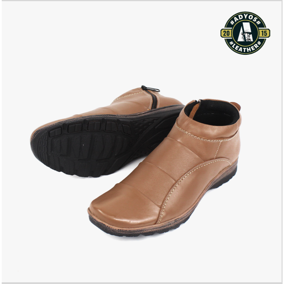 Sepatu Boot Kulit Pria Model Casual Semi Boot Resleting