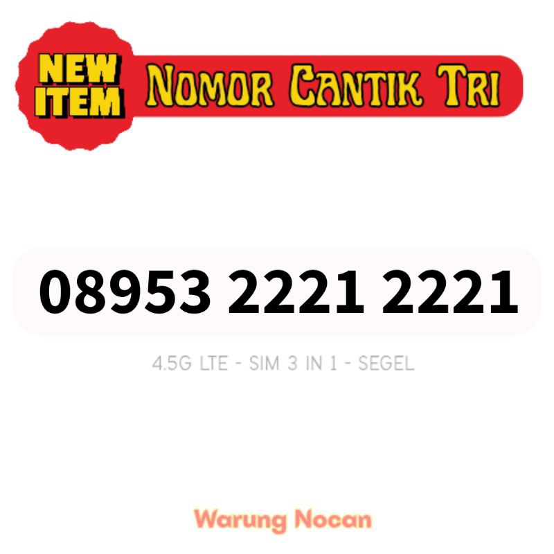 Kartu perdana nomor cantik tri three 3 ABCD ABCD 2221 2221