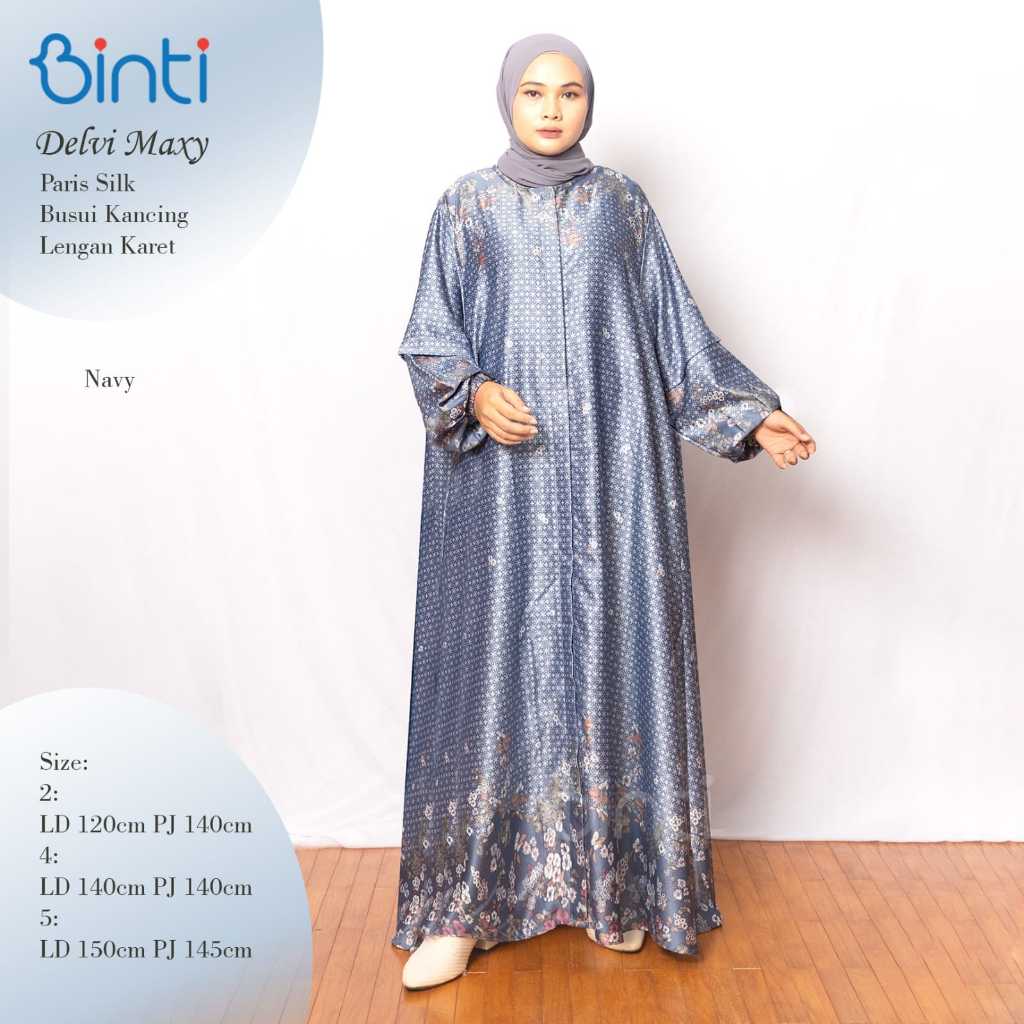 Binti Delvi Maxy Paris Silk Jumbo Gamis LD 150 140 120 Kondangan