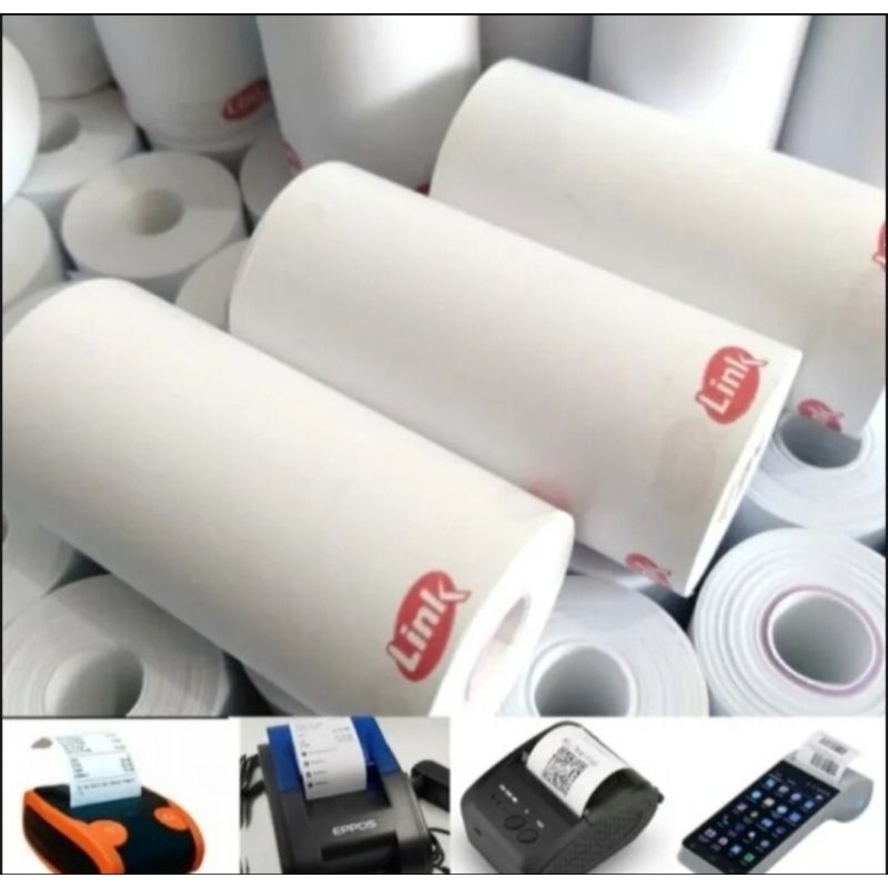 

kertas struk kasir edc logo LINK 58/57x30 full coreless paket 10 roll