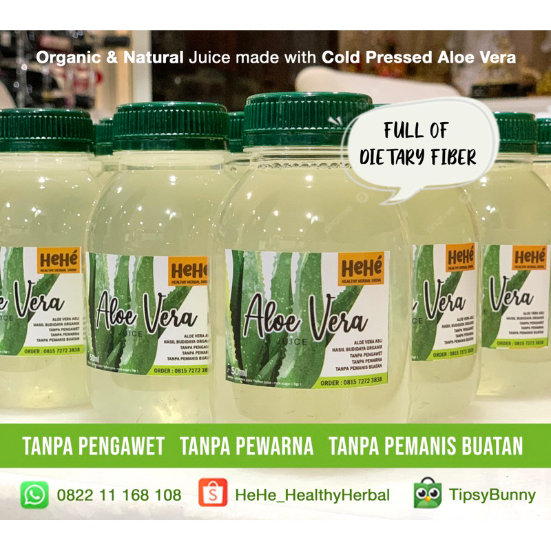 

HeHe Premium Aloe Vera Drink / Minuman Jus Lidah Buaya Asli / Aloe Vera Juice / Menggunakan Aloe Vera hasil budidaya organik / Minuman Sehat / Healthy Herbal / Ukuran Kecil 250ml