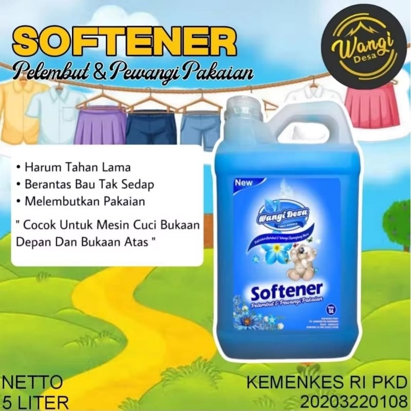 Softener Pengharum Pakaian 5 Liter WANGI DESA Biru