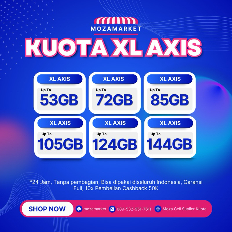 PROMO TERMURAH KUOTA XL AXIS LIVE ON 24 JAM 30 HARI TANPA PENBAGIAN