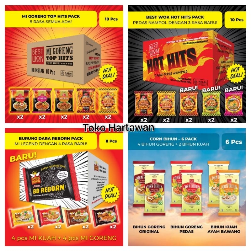 

Paket hemat mie best wok mie instan burung dara best wok bihun instan