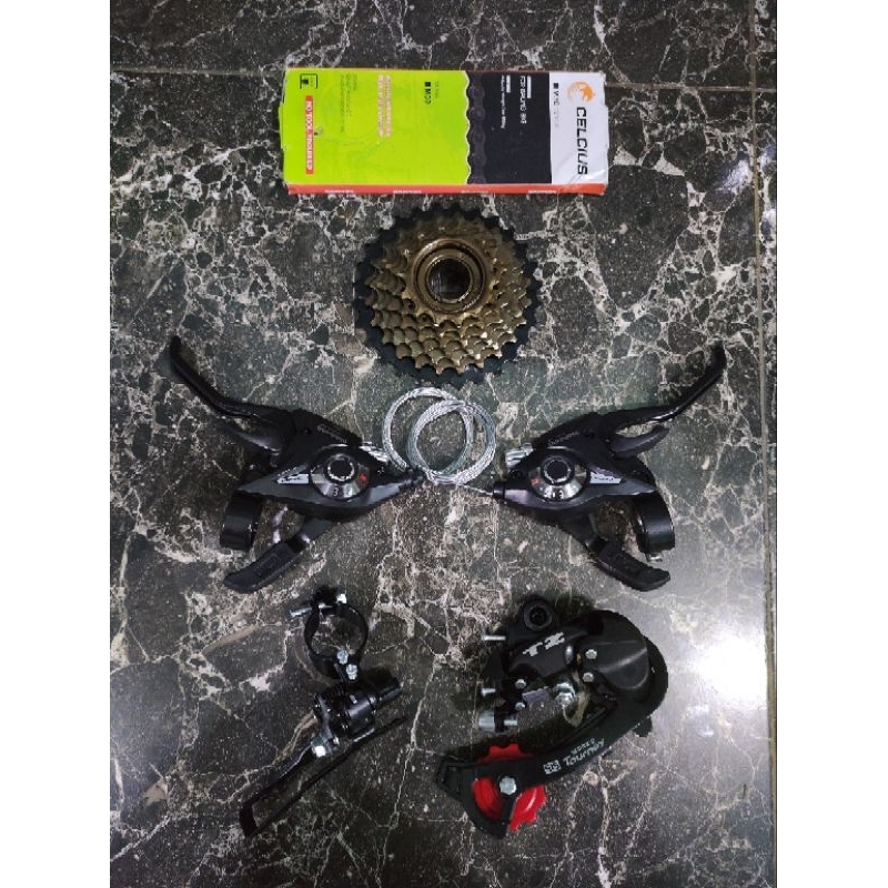 Groupset Shimano 7 Speed 3 X 7 Speed TZ50 TY300 TX35 Murah Ulir Freewheel Federal MTB Sepeda Lipat B