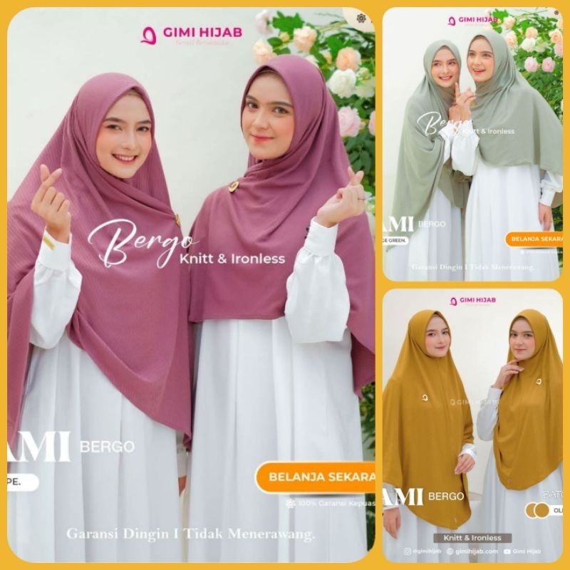 GIMI HIJAB - GAMI BERGO SIZE JUMBO - HIJAB BAHAN KNITT - KERUDUNG BERGO JILBAB KEKINIAN 2024