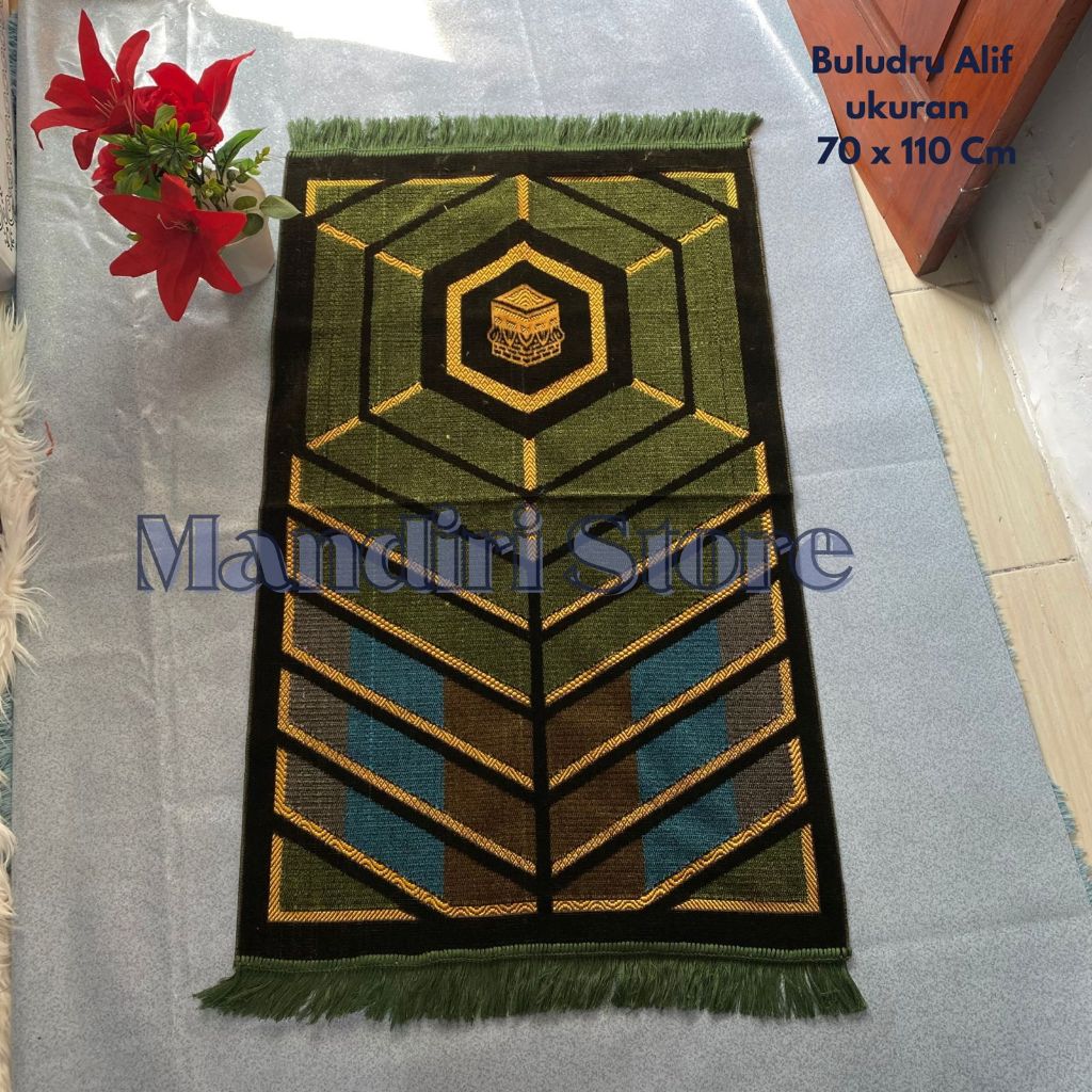SAJADAH TIPIS BULUDRU MERK ALIF UKURAN DEWASA 70 X 110 CM KUALITAS BAGUS