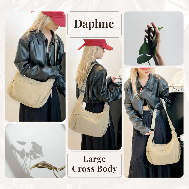 Tas Fashion Wanita Selempang Besar Daphne Bahan Parasut Halus anti air Simple