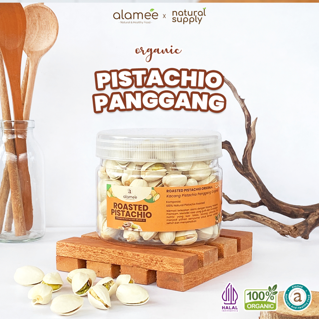 

ALAMEE Roasted Pistacio Kacang Pistachio Premium 150gr Fustuk Panggang Organic Dalam Cangkang Renyah