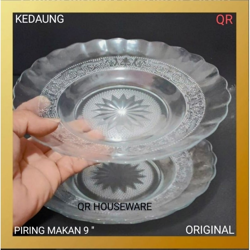 Piring Makan Kedaung Putih NPM-9 D / P (Set 6 Pcs) - Piring Kaca / Beling Serbaguna