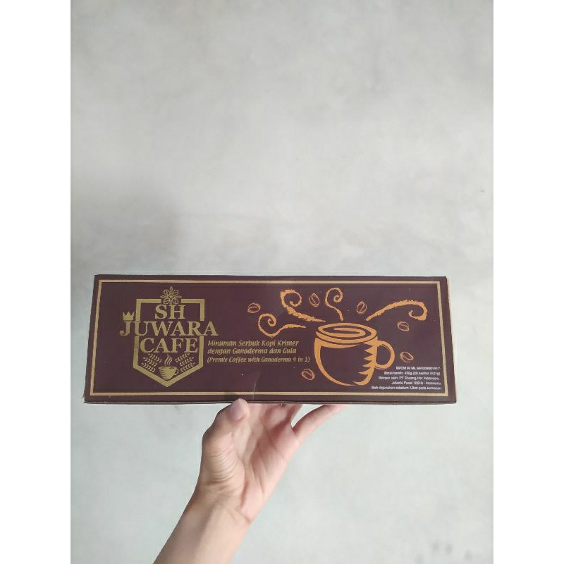 

KOPI SH JUWARA CAFE 4 IN 1 (DENGAN GULA) ORIGINAL 1 BOX ISI 20 SACHET KOPI KESEHATAN KOPI GANODERMA KOPI JUWARA