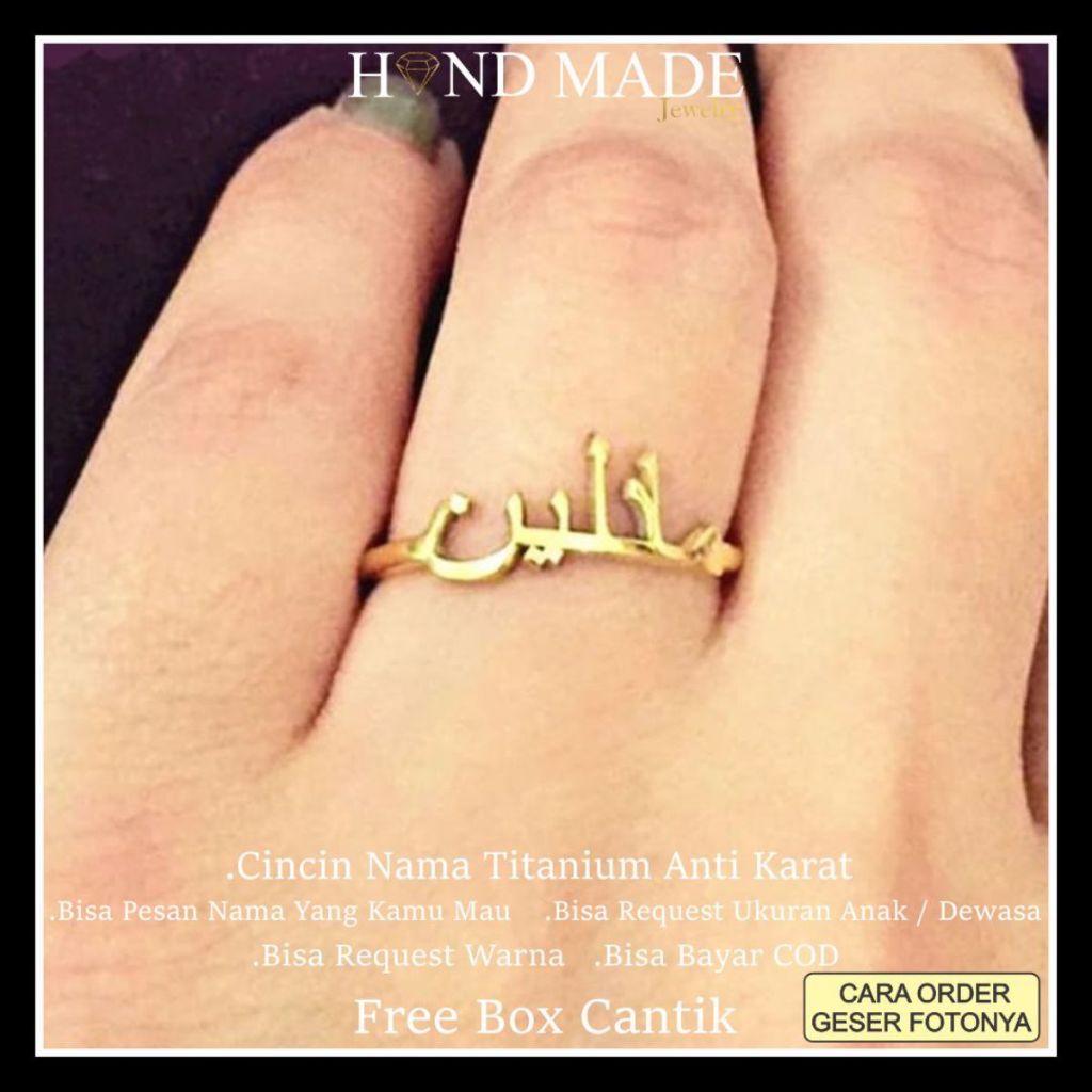 cincin nama arab titanium anti karat anak dewasa cincin titanium wanita cincin titanium emas cincin 