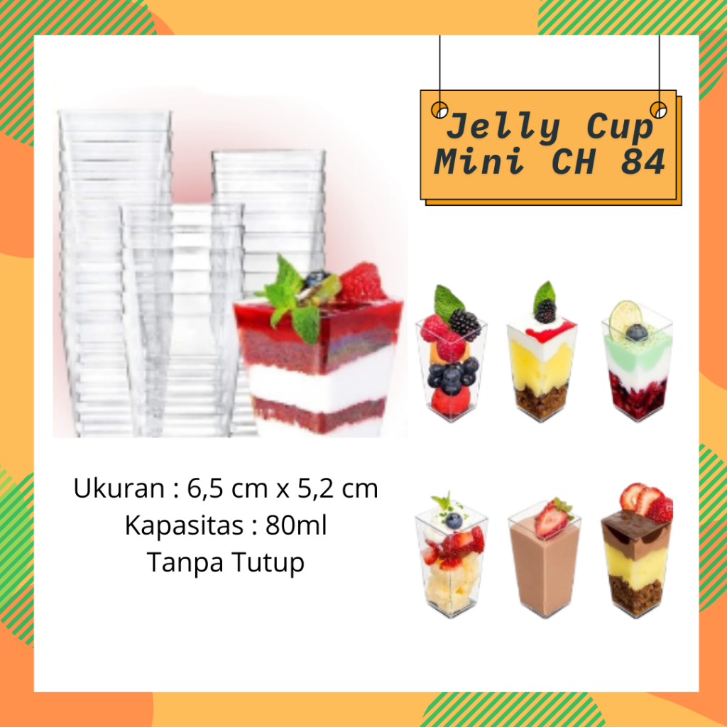 Jelly Cup Mini CH 84 Cup Puding Dessert Box Salad Buah Agar-agar Tiramisu Kue Wadah Makanan Tanpa Tu