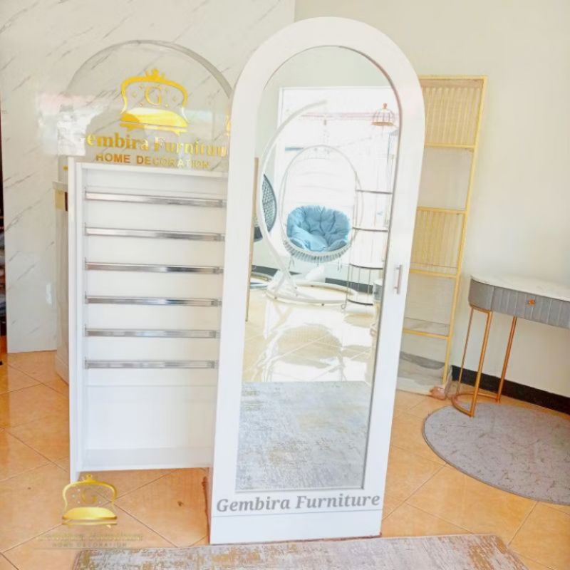 Lemari tas hijab make up sepatu jilbab rak serbaguna gantungan scraft mukena kerudung cermin kaca st