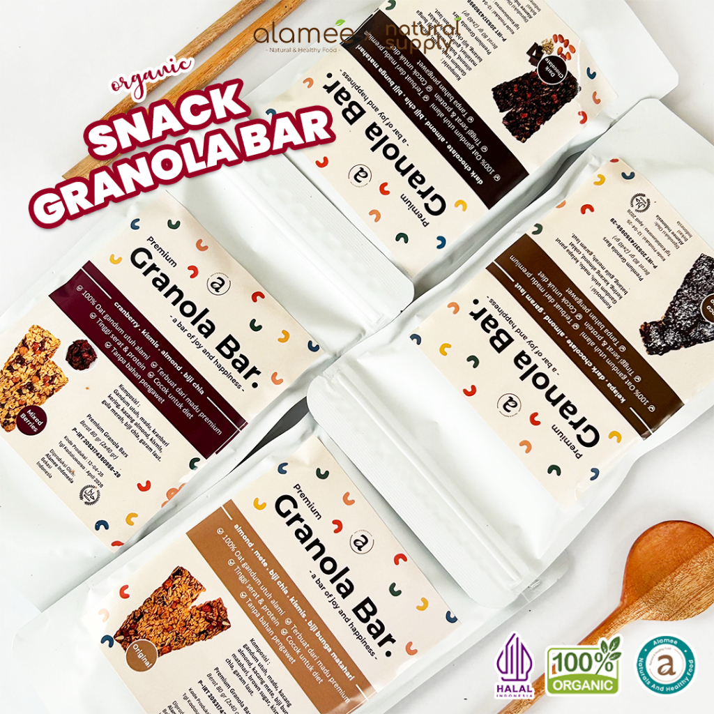 

ALAMEE Granola Bar Snackbar Dark Choco Mix Berries Cemilan Diet Healthy Snack Sehat Rendah Kalori