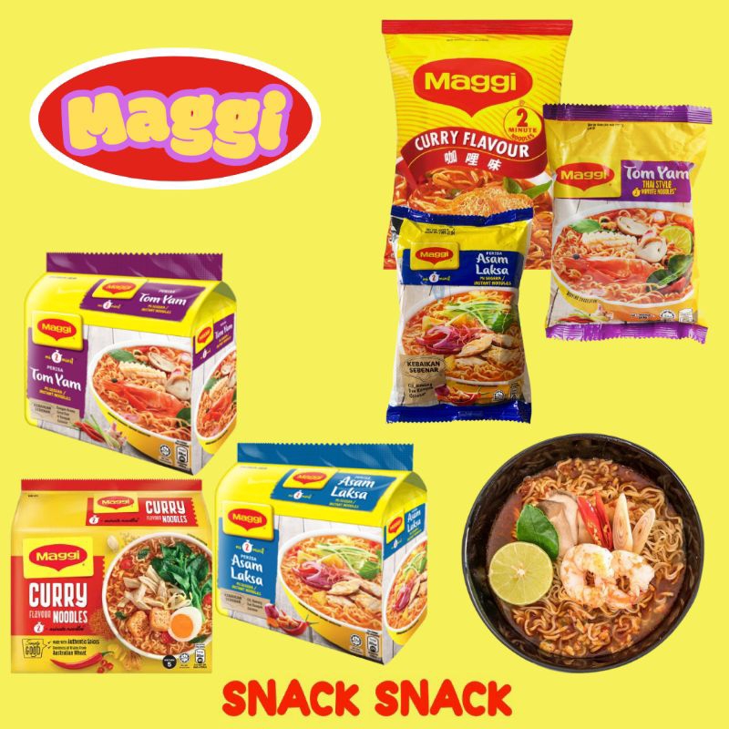 

[100% ORI THAI] Maggi mi 2 minit Tom Yum 80Gram | Curry 79Gram | Asam Laksa 78Gram