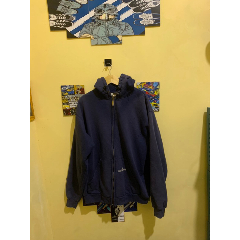 CARHARTT ZIPPER HODDIE K 129 NVY VINTAGE 00S THERMAL SZ XL GOOD CONDITION