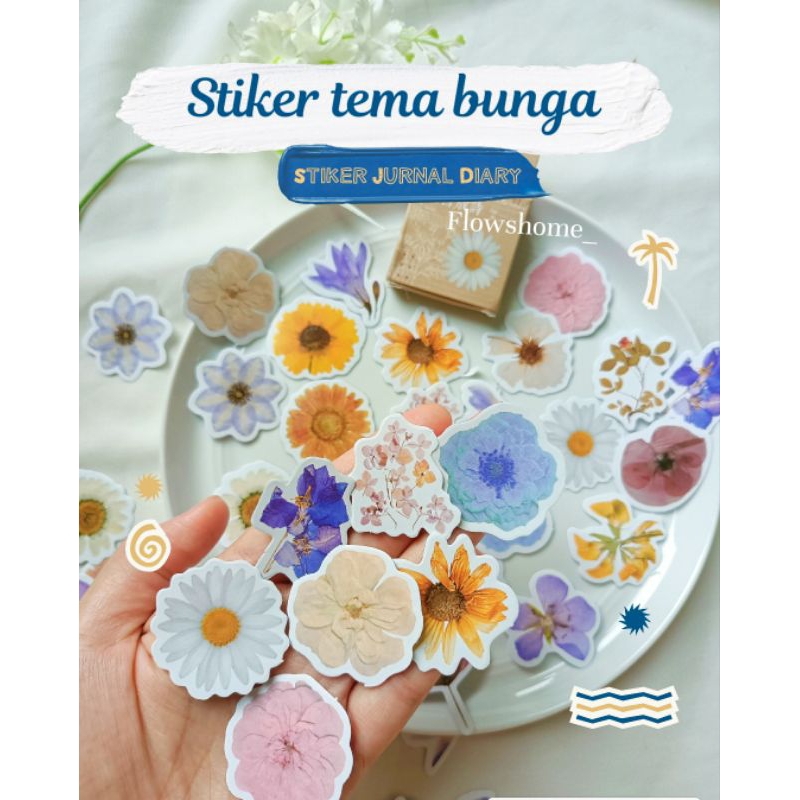 Stiker bunga, Stiker bunga estetik vintage ,Scrapbook Stiker Jurnal Diary Planner
