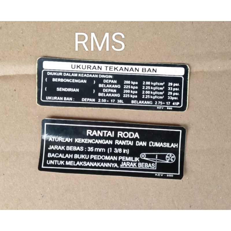 stiker tekanan ban tutup rantai roda katenkas honda astrea supra x 100/supra x125/125/125D/125R hita
