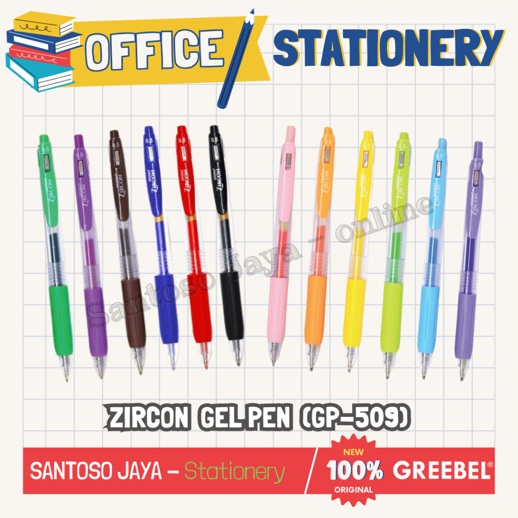 

Bolpen - Pulpen ZIRCON GREEBEL - GREEBEL ZIRCON Gel Pen 0.5 mm - GP-509