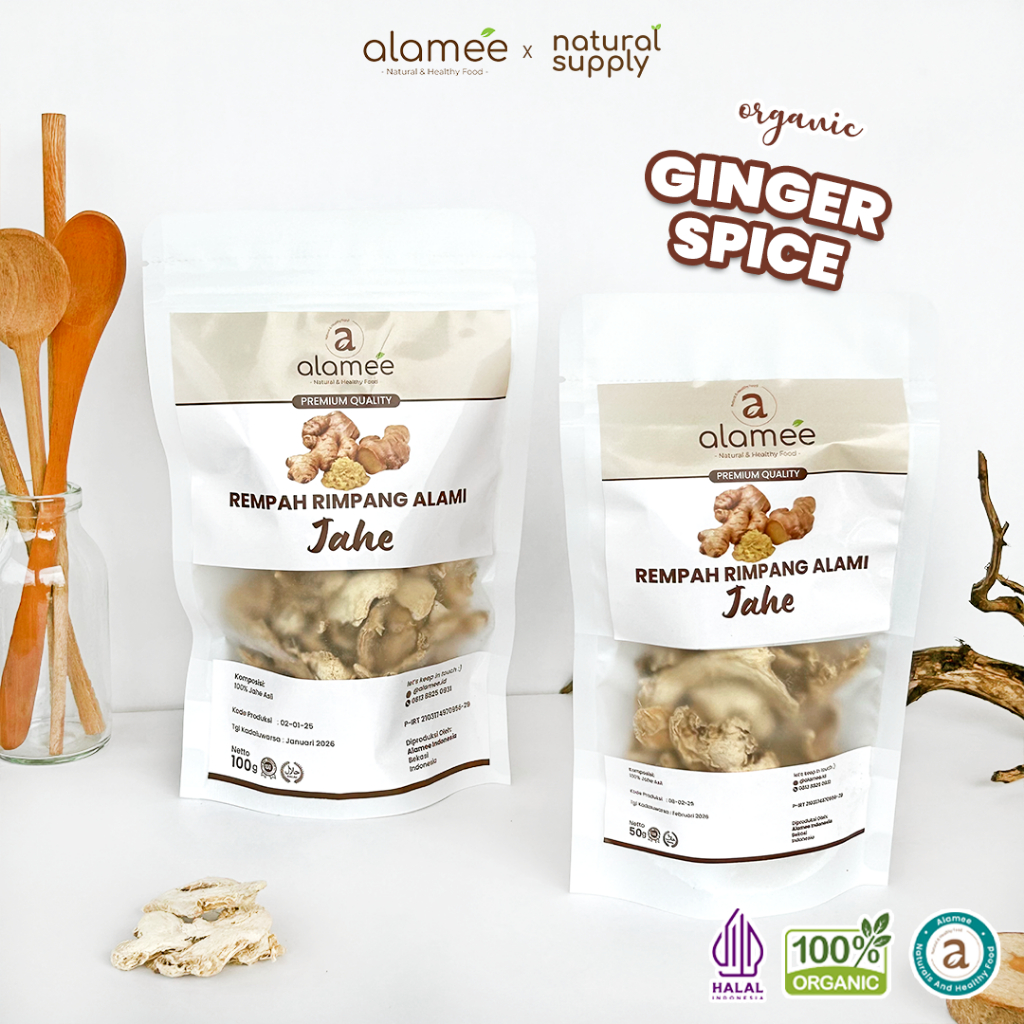 

ALAMEE Jahe Kering Iris Dried Ginger Rempah Rimpang Organik Alami Bumbu Masakan Masak 100g 50g