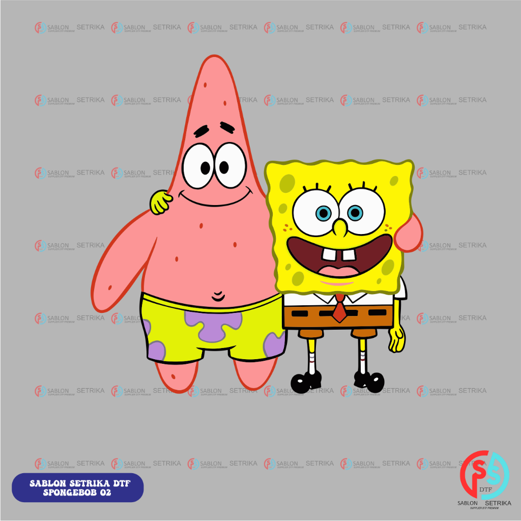 Sablon Setrika Sablon DTF TEMA SPONGEBOB A4 SIAP PRESS