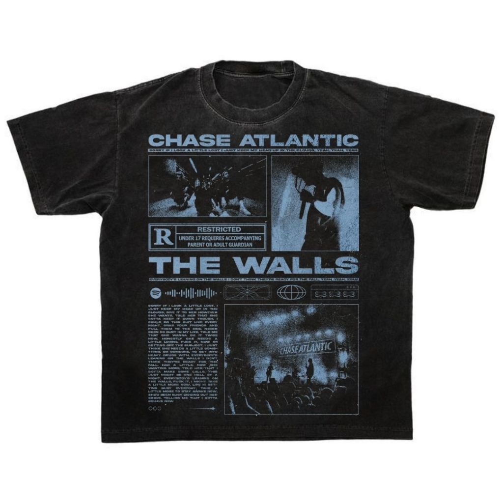 Mad Be Happy "Chase Atlantic" Stone Wash Oversized T-Shirt | Stone Wash | Kaos Oversize | Vintage | 