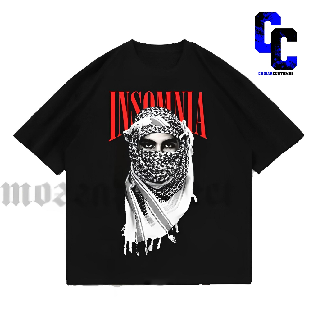 Mozzaproject Tshirt Oversized Insomnia american retro Style T-shirt Oversize Distorted portrait prin