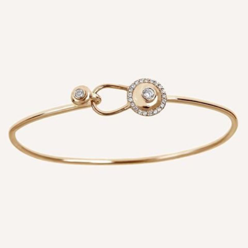 Gelang tangan emas wanita model bangle permata zircone putih