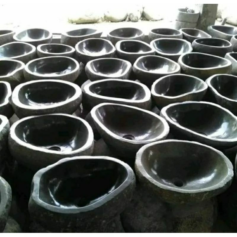 Wastafel batu alam D. 30cm/wastafel cuci tangan/wastafel riverstone