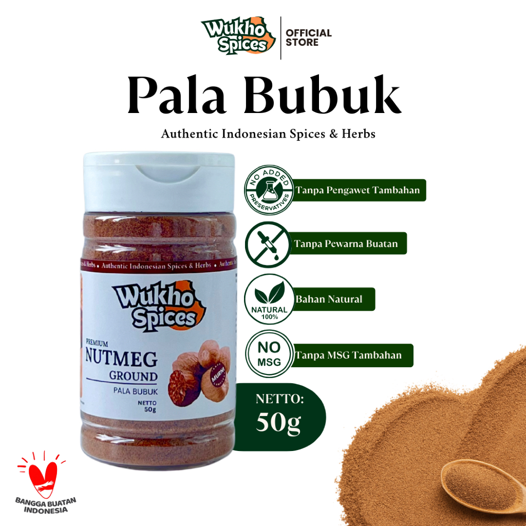 

Wukho Spices - Premium Nutmeg Powder / Pala Bubuk Bumbu Dapur