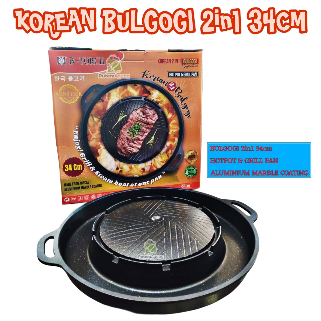 Bulgogi Pan Steamboat Grill Plate Panci Wajan Panggangan Bbq Grill Korea Shabu