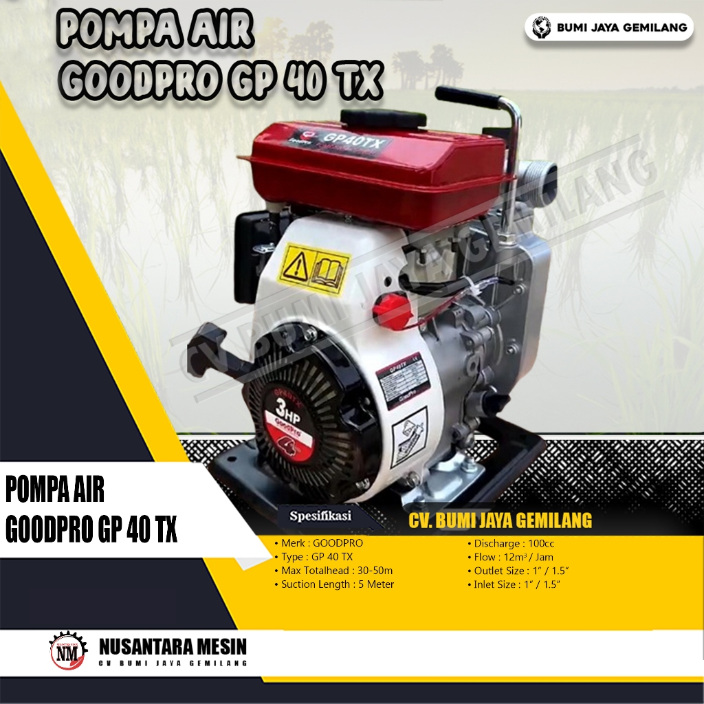 MESIN POMPA AIR / GASOLINE WATERPUMP GOODPRO GP 40 TX